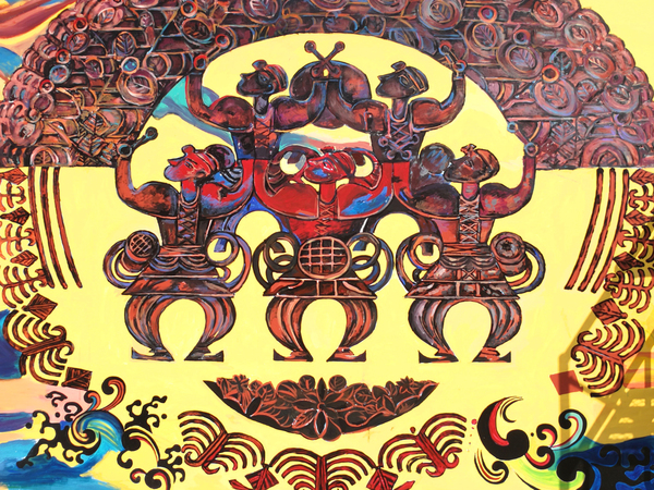 乡村舞台壁画——武宁打鼓舞